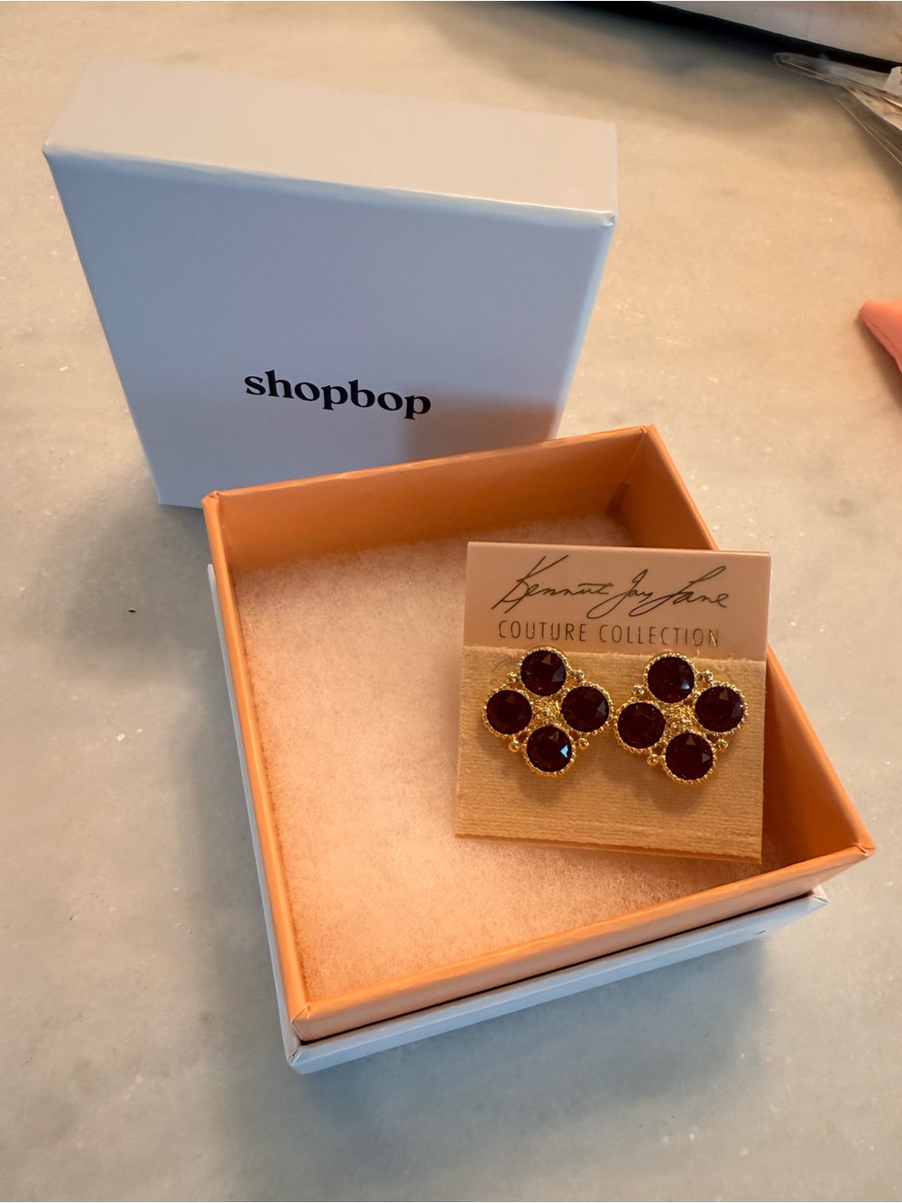 Kenneth Jay Lane Gold-Tone Earrings with Burgundy Crystals